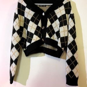 SHEIN cute plaid half sweater